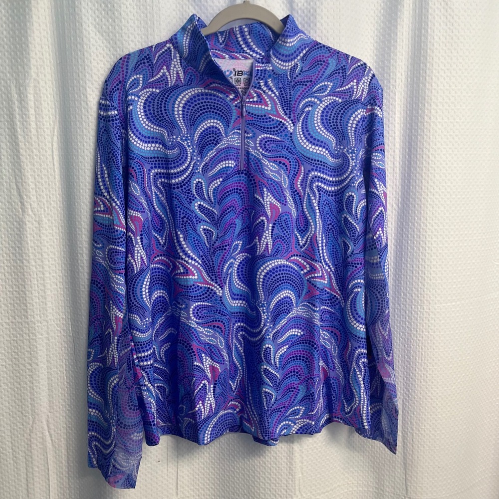 IBKUL Rebecca Lavender Multi Long Sleeve Zip Mock Neck IceFil Top XXL NWT